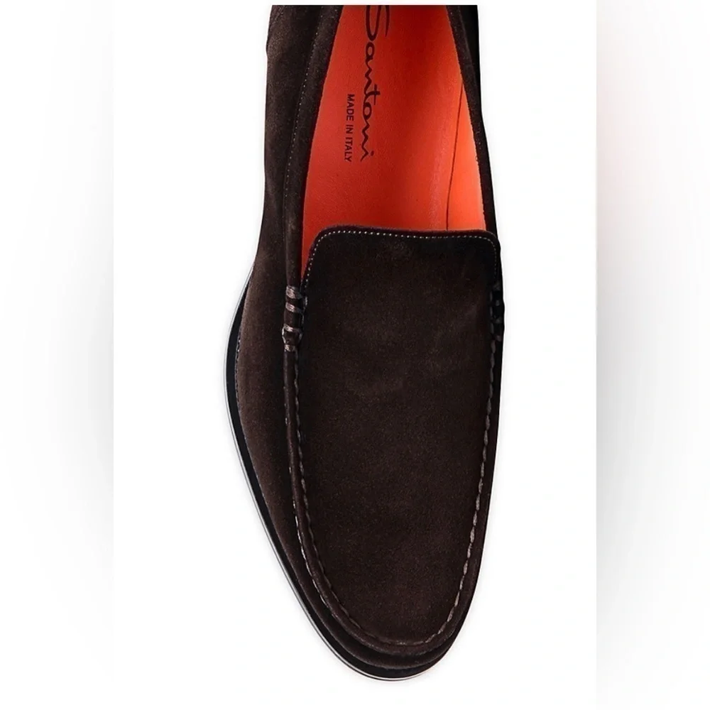 Santoni Faith Suede Loafer in Dark Brown-12 - Picture 4 of 15